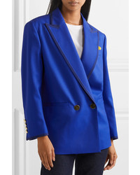 Женский синий шерстяной двубортный пиджак от Sara Battaglia