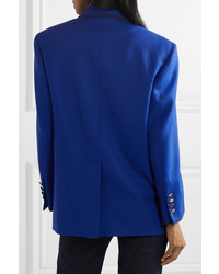 Женский синий шерстяной двубортный пиджак от Sara Battaglia
