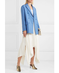 Женский синий шерстяной двубортный пиджак от Valentino
