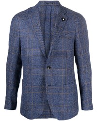 Мужской синий шерстяной пиджак в шотландскую клетку от Lardini
