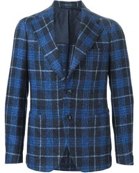 Мужской синий шерстяной пиджак в шотландскую клетку от Tagliatore