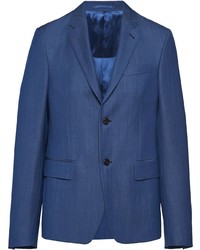 Мужской синий шерстяной пиджак от Prada