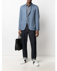 Мужской синий шерстяной пиджак от Boglioli