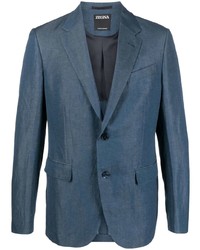 Мужской синий шерстяной пиджак от Zegna