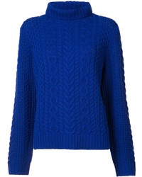 Женский синий шерстяной свитер от Zac Posen