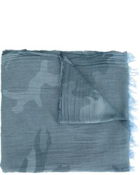 Мужской синий шерстяной шарф с камуфляжным принтом от Woolrich