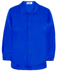 Синяя блуза на пуговицах