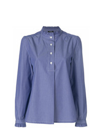 Синяя блуза на пуговицах в вертикальную полоску от A.P.C.