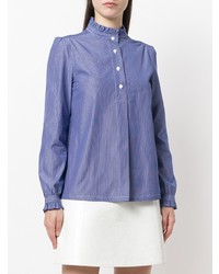 Синяя блуза на пуговицах в вертикальную полоску от A.P.C.