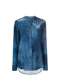 Синяя блуза на пуговицах с принтом от Ermanno Scervino