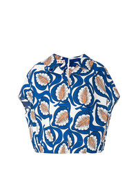 Синяя блуза с коротким рукавом с принтом от Marni