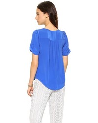 Синяя блуза с коротким рукавом от Joie