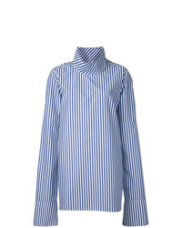 Синяя блузка с длинным рукавом в вертикальную полоску от Strateas Carlucci