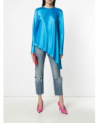 Синяя блузка с длинным рукавом от MSGM