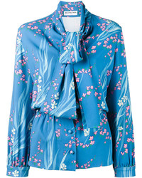 Синяя блузка с принтом от Balenciaga