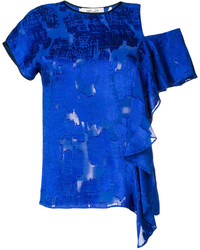 Синяя блузка с рюшами