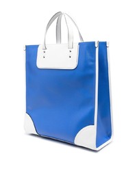 Мужская синяя большая сумка из плотной ткани с принтом от Moschino