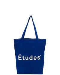 Мужская синяя большая сумка из плотной ткани с принтом от Études