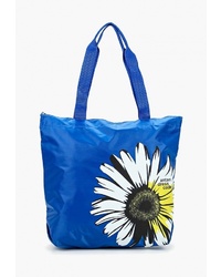 Синяя большая сумка из плотной ткани с цветочным принтом от Antan