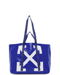 Синяя большая сумка с принтом от Off-White