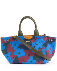 Синяя большая сумка с цветочным принтом от Muveil