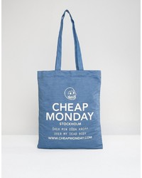 Синяя большая сумка от Cheap Monday
