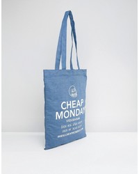 Синяя большая сумка от Cheap Monday