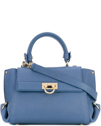 Синяя большая сумка от Salvatore Ferragamo