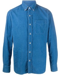 Мужская синяя вельветовая рубашка с длинным рукавом от Tom Ford