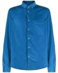 Мужская синяя вельветовая рубашка с длинным рукавом от YMC