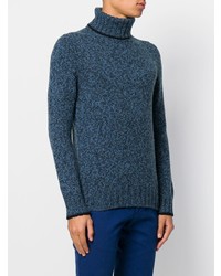 Мужская синяя вязаная водолазка от Dell'oglio