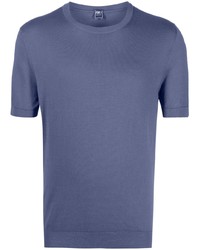 Мужская синяя вязаная футболка с круглым вырезом от Fedeli