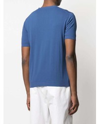 Мужская синяя вязаная футболка с круглым вырезом от Altea
