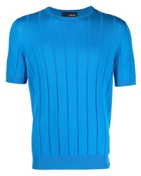 Мужская синяя вязаная футболка с круглым вырезом от Lardini
