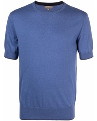 Мужская синяя вязаная футболка с круглым вырезом от N.Peal