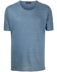 Мужская синяя вязаная футболка с круглым вырезом от Roberto Collina