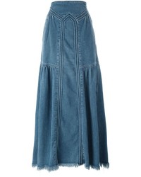 Синяя джинсовая длинная юбка от Chloé