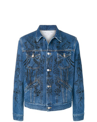 Мужская синяя джинсовая куртка с вышивкой от Givenchy