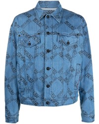 Мужская синяя джинсовая куртка с принтом от VERSACE JEANS COUTURE