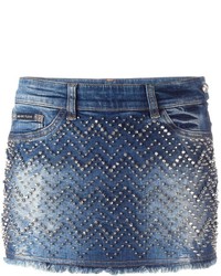 Синяя джинсовая мини-юбка от Philipp Plein