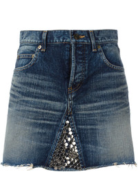 Синяя джинсовая мини-юбка от Saint Laurent