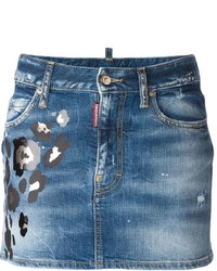 Синяя джинсовая рваная мини-юбка от Dsquared2