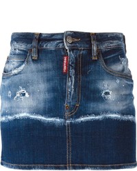 Синяя джинсовая рваная мини-юбка от Dsquared2