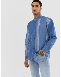 Мужская синяя джинсовая рубашка в вертикальную полоску от ASOS DESIGN