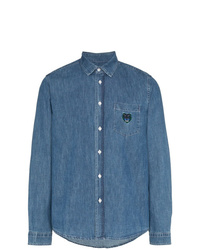Синяя джинсовая рубашка с вышивкой