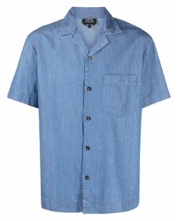 Мужская синяя джинсовая рубашка с коротким рукавом от A.P.C.