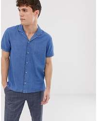 Мужская синяя джинсовая рубашка с коротким рукавом от Burton Menswear