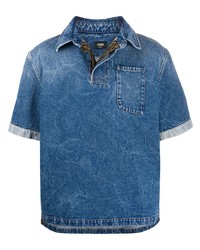 Мужская синяя джинсовая рубашка с коротким рукавом от Fendi