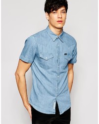 Мужская синяя джинсовая рубашка с коротким рукавом от Lee