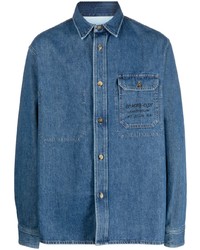 Мужская синяя джинсовая рубашка с принтом от JW Anderson